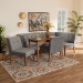 Baxton Studio Stewart Mid-Century Modern Grey Velvet Upholstered and Walnut Brown Finished Wood 5-Piece Dining Set - BBT8062-Grey Velvet/Walnut-5PC Dining Nook Set