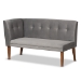 Baxton Studio Stewart Mid-Century Modern Grey Velvet Upholstered and Walnut Brown Finished Wood 5-Piece Dining Set - BBT8062-Grey Velvet/Walnut-5PC Dining Nook Set