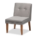 Baxton Studio Stewart Mid-Century Modern Grey Velvet Upholstered and Walnut Brown Finished Wood 5-Piece Dining Set - BBT8062-Grey Velvet/Walnut-5PC Dining Nook Set
