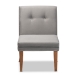 Baxton Studio Stewart Mid-Century Modern Grey Velvet Upholstered and Walnut Brown Finished Wood 5-Piece Dining Set - BBT8062-Grey Velvet/Walnut-5PC Dining Nook Set