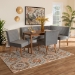 Baxton Studio Alvis Mid-Century Modern Grey Velvet Upholstered and Walnut Brown Finished Wood 5-Piece Dining Nook Set - BBT8063-Grey Velvet/Walnut-5PC Dining Nook Set