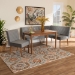 Baxton Studio Alvis Mid-Century Modern Grey Velvet Upholstered and Walnut Brown Finished Wood 4-Piece Dining Nook Set - BBT8063-Grey Velvet/Walnut-4PC Dining Nook Set