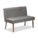 Baxton Studio Alvis Mid-Century Modern Grey Velvet Upholstered and Walnut Brown Finished Wood 4-Piece Dining Nook Set - BBT8063-Grey Velvet/Walnut-4PC Dining Nook Set