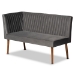 Baxton Studio Alvis Mid-Century Modern Grey Velvet Upholstered and Walnut Brown Finished Wood 4-Piece Dining Nook Set - BBT8063-Grey Velvet/Walnut-4PC Dining Nook Set