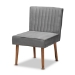 Baxton Studio Alvis Mid-Century Modern Grey Velvet Upholstered and Walnut Brown Finished Wood 4-Piece Dining Nook Set - BBT8063-Grey Velvet/Walnut-4PC Dining Nook Set