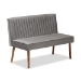 Baxton Studio Alvis Mid-Century Modern Grey Velvet Upholstered and Walnut Brown Finished Wood 2-Piece Dining Nook Banquette Set - BBT8063-Grey Velvet/Walnut-2PC SF Bench