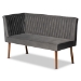 Baxton Studio Alvis Mid-Century Modern Grey Velvet Upholstered and Walnut Brown Finished Wood 2-Piece Dining Nook Banquette Set - BBT8063-Grey Velvet/Walnut-2PC SF Bench