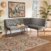 Baxton Studio Alvis Mid-Century Modern Grey Velvet Upholstered and Walnut Brown Finished Wood 2-Piece Dining Nook Banquette Set - BBT8063-Grey Velvet/Walnut-2PC SF Bench