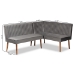 Baxton Studio Alvis Mid-Century Modern Grey Velvet Upholstered and Walnut Brown Finished Wood 2-Piece Dining Nook Banquette Set - BBT8063-Grey Velvet/Walnut-2PC SF Bench
