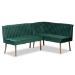 Baxton Studio Alvis Mid-Century Modern Emerald Green Velvet Upholstered and Walnut Brown Finished Wood 2-Piece Dining Nook Banquette Set