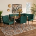 Baxton Studio Alvis Mid-Century Modern Emerald Green Velvet Upholstered and Walnut Brown Finished Wood 5-Piece Dining Nook Set - BBT8063-Emerald Velvet/Walnut-5PC Dining Nook Set