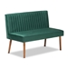 Baxton Studio Alvis Mid-Century Modern Emerald Green Velvet Upholstered and Walnut Brown Finished Wood 5-Piece Dining Nook Set - BBT8063-Emerald Velvet/Walnut-5PC Dining Nook Set