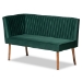 Baxton Studio Alvis Mid-Century Modern Emerald Green Velvet Upholstered and Walnut Brown Finished Wood 5-Piece Dining Nook Set - BBT8063-Emerald Velvet/Walnut-5PC Dining Nook Set