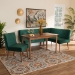Baxton Studio Alvis Mid-Century Modern Emerald Green Velvet Upholstered and Walnut Brown Finished Wood 4-Piece Dining Nook Set - BBT8063-Emerald Velvet/Walnut-4PC Dining Nook Set