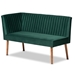 Baxton Studio Alvis Mid-Century Modern Emerald Green Velvet Upholstered and Walnut Brown Finished Wood 4-Piece Dining Nook Set - BBT8063-Emerald Velvet/Walnut-4PC Dining Nook Set