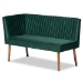 Baxton Studio Alvis Mid-Century Modern Emerald Green Velvet Upholstered and Walnut Brown Finished Wood 2-Piece Dining Nook Banquette Set - BBT8063-Emerald Velvet/Walnut-2PC SF Bench