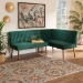 Baxton Studio Alvis Mid-Century Modern Emerald Green Velvet Upholstered and Walnut Brown Finished Wood 2-Piece Dining Nook Banquette Set - BBT8063-Emerald Velvet/Walnut-2PC SF Bench