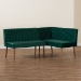 Baxton Studio Alvis Mid-Century Modern Emerald Green Velvet Upholstered and Walnut Brown Finished Wood 2-Piece Dining Nook Banquette Set - BBT8063-Emerald Velvet/Walnut-2PC SF Bench