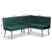 Baxton Studio Alvis Mid-Century Modern Emerald Green Velvet Upholstered and Walnut Brown Finished Wood 2-Piece Dining Nook Banquette Set - BBT8063-Emerald Velvet/Walnut-2PC SF Bench