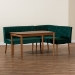 Baxton Studio Alvis Mid-Century Modern Emerald Green Velvet Upholstered and Walnut Brown Finished Wood 3-Piece Dining Nook Set - BBT8063-Emerald Velvet/Walnut-3PC Dining Nook Set