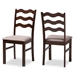 Baxton Studio Amara Mid-Century Modern Warm Grey Fabric and Dark Brown Finished Wood 2-Piece Dining Chair Set