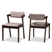 Baxton Studio Althea Mid-Century Modern Transitional Warm Grey Fabric and Dark Brown Finished Wood 2-Piece Dining Chair Set