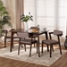 Baxton Studio Althea Mid-Century Modern Transitional Warm Grey Fabric and Dark Brown Finished Wood 5-Piece Dining Set - Angela-Grey/Cappuccino-5PC Dining Set