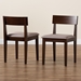 Baxton Studio Camilla Mid-Century Modern Warm Grey Fabric and Dark Brown Finished Wood 2-Piece Dining Chair Set - BW20-02C-Grey/Cappuccino-DC