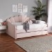 Baxton Studio Timila Modern and Contemporary Light Pink Velvet Fabric Upholstered Queen Size Daybed with Trundle - BBT61047T-Light Pink Velvet-Daybed-Q/T