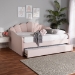 Baxton Studio Timila Modern and Contemporary Light Pink Velvet Fabric Upholstered Queen Size Daybed with Trundle - BBT61047T-Light Pink Velvet-Daybed-Q/T