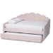 Baxton Studio Timila Modern and Contemporary Light Pink Velvet Fabric Upholstered Queen Size Daybed with Trundle - BBT61047T-Light Pink Velvet-Daybed-Q/T