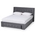 Baxton Studio Noella Modern and Contemporary Grey Velvet Fabric Upholstered Queen Size 1-Drawer Platform Storage Bed