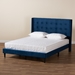 Baxton Studio Gothard Modern and Contemporary Navy Blue Velvet Fabric Upholstered and Dark Brown Finished Wood King Size Platform Bed - DV20811-Navy Blue Velvet-King