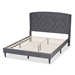 Baxton Studio Joanna Modern and Contemporay Grey Velvet Fabric Upholstered and Dark Brown Finished Wood Queen Size Platform Bed - DV20812-Grey Velvet-Queen