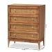 Baxton Studio Ramiel Mid-Century Modern Ash Walnut Finished Wood and Rattan 4-Drawer Chest - MG9005-Ash Walnut/Rattan-4DW-Chest
