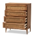 Baxton Studio Ramiel Mid-Century Modern Ash Walnut Finished Wood and Rattan 4-Drawer Chest - MG9005-Ash Walnut/Rattan-4DW-Chest