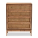Baxton Studio Ramiel Mid-Century Modern Ash Walnut Finished Wood and Rattan 4-Drawer Chest - MG9005-Ash Walnut/Rattan-4DW-Chest