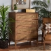 Baxton Studio Ramiel Mid-Century Modern Ash Walnut Finished Wood and Rattan 4-Drawer Chest - MG9005-Ash Walnut/Rattan-4DW-Chest