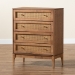 Baxton Studio Ramiel Mid-Century Modern Ash Walnut Finished Wood and Rattan 4-Drawer Chest - MG9005-Ash Walnut/Rattan-4DW-Chest
