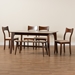 Baxton Studio Adreana Mid-Century Modern Cream Fabric and Dark Brown Finished Wood 6-Piece Dining Set - Diona-Beige/Cappuccino-6PC Dining Set