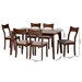 Baxton Studio Adreana Mid-Century Modern Warm Grey Fabric and Dark Brown Finished Wood 7-Piece Dining Set - Dominica-Grey/Cappuccino-7PC Dining Set