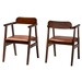 Baxton Studio Cleo Mid-Century Modern Light Brown Leather Effect Fabric and Dark Brown Finished Wood 2-Piece Dining Chair Set