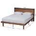 Baxton Studio Decker Mid-Century Modern Transitional Walnut Brown Finished Wood Full Size Platform Bed with Charging Station - MG0081S-Walnut-Full