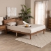 Baxton Studio Decker Mid-Century Modern Transitional Walnut Brown Finished Wood Full Size Platform Bed with Charging Station - MG0081S-Walnut-Full