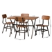 Baxton Studio Irwin Modern Industrial Walnut Brown Finished Wood and Black Metal 5-Piece Dining Set - D01333-5PC-Dining Set