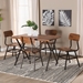 Baxton Studio Irwin Modern Industrial Walnut Brown Finished Wood and Black Metal 5-Piece Dining Set - D01333-5PC-Dining Set