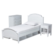 Baxton Studio Elise Classic and Transitional White Finished Wood Twin Size 3-Piece Bedroom Set
