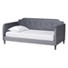 Baxton Studio Kaya Modern and Contemporary Grey Velvet Fabric and Dark Brown Finished Wood Full Size Daybed