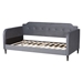 Baxton Studio Kaya Modern and Contemporary Grey Velvet Fabric and Dark Brown Finished Wood Full Size Daybed - DV20801-Grey Velvet Daybed-Full