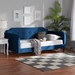 Baxton Studio Kaya Modern and Contemporary Navy Blue Velvet Fabric and Dark Brown Finished Wood Twin Size Daybed - DV20801-Navy Blue Velvet Daybed-Twin